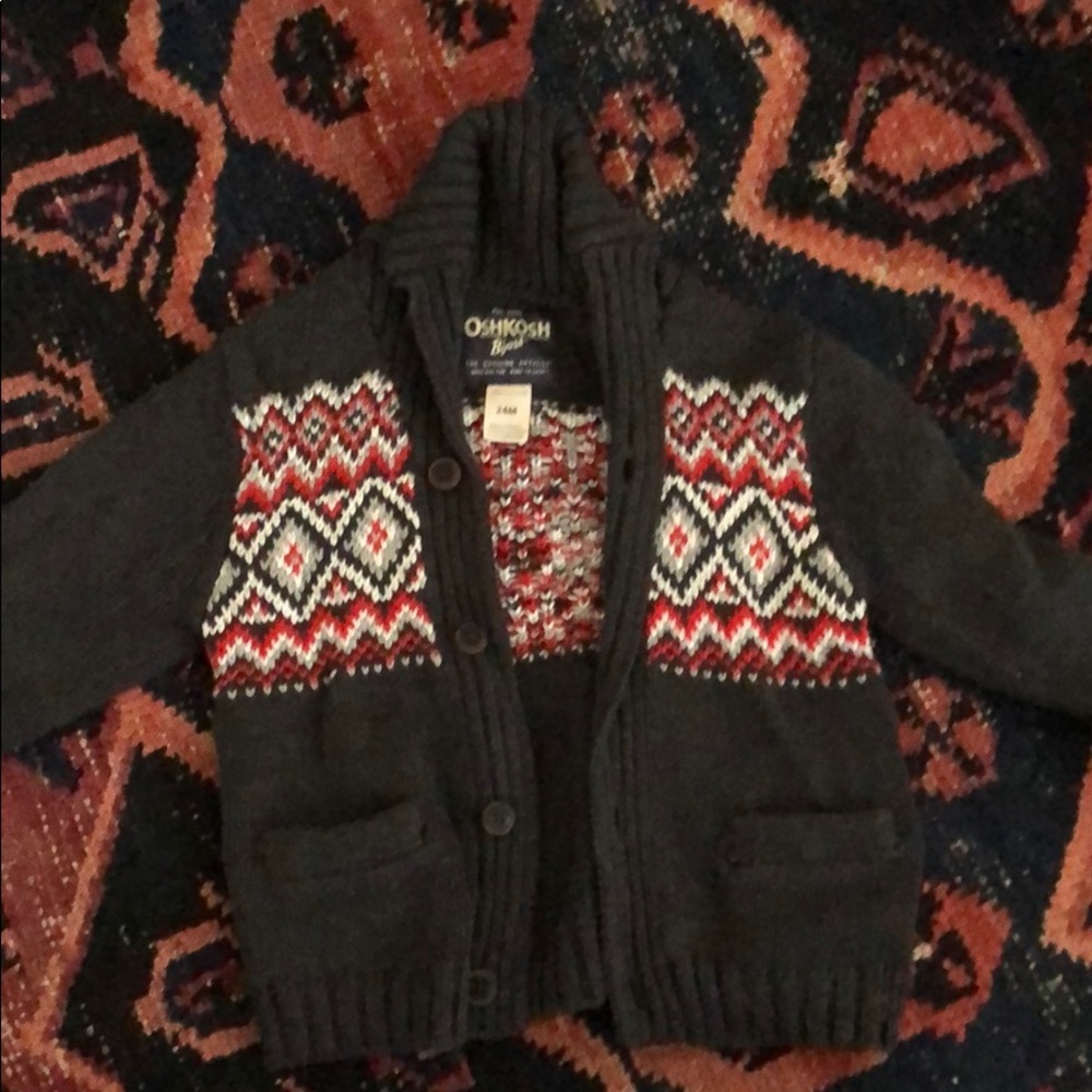 OshKosh B’Gosh grey fair isle cardigan sweater